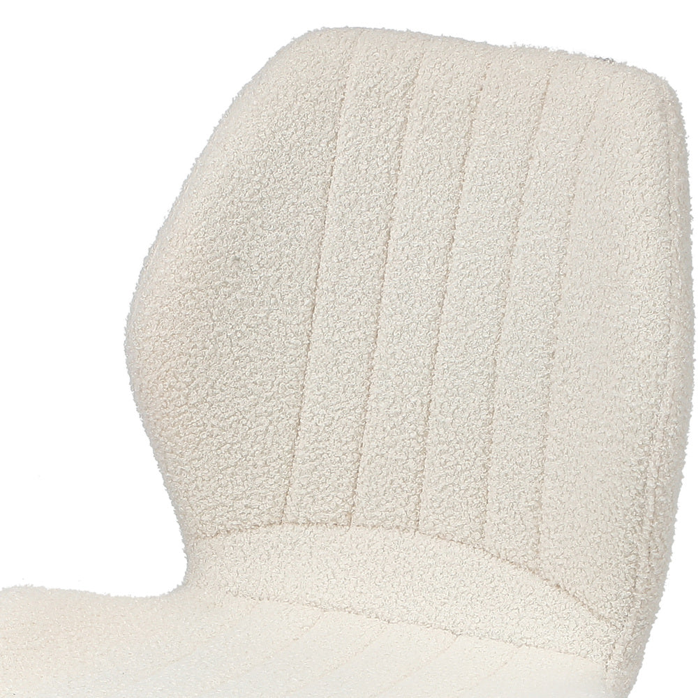 Oikiture Set of 2 Dining Chairs Padded Seat Armless Boucle White