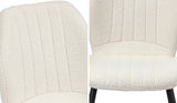 Oikiture Set of 2 Dining Chairs Padded Seat Armless Boucle White