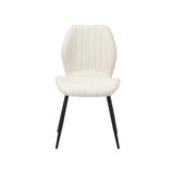 Oikiture Set of 4 Dining Chairs Padded Seat Armless Boucle White
