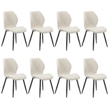 Oikiture Set of 8 Dining Chairs Padded Seat Armless Boucle White