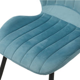 Oikiture Set of 2 Dining Chairs Padded Seat Armless Velvet Blue - Close-Up Angle
