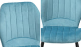 Oikiture Set of 2 Dining Chairs Padded Seat Armless Velvet Blue - Rear View
