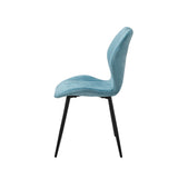 Oikiture Set of 6 Dining Chairs Padded Seat Armless Velvet Blue