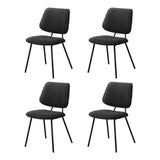 Oikiture 4x Dining Chair Vintage Retro Polyester Padded Dark Grey - Side View