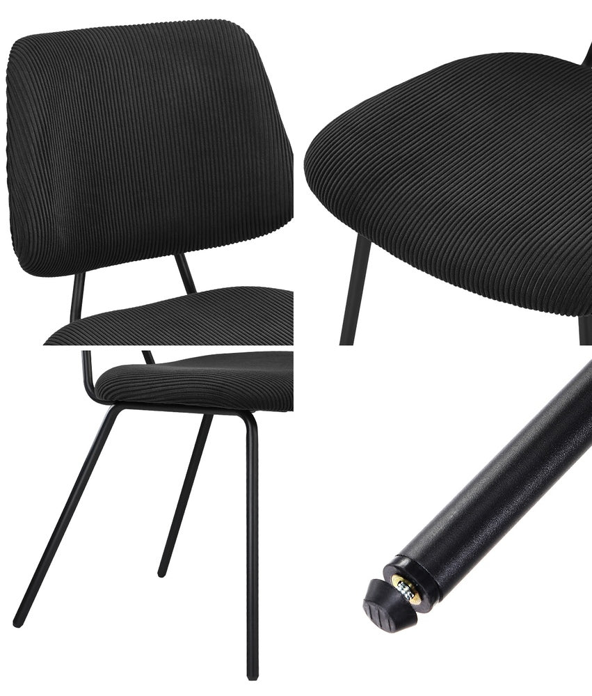 Oikiture 4x Dining Chair Vintage Retro Polyester Padded Dark Grey