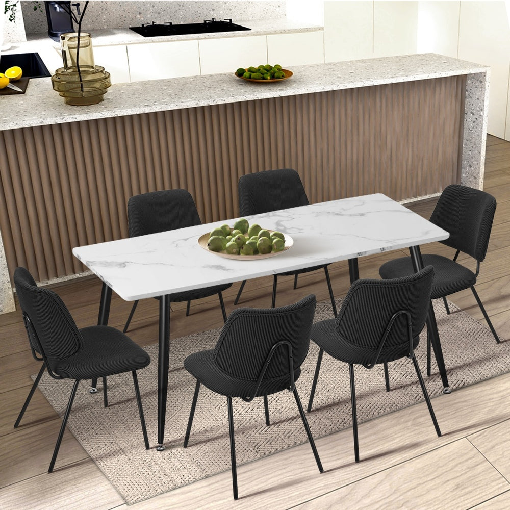 Oikiture 6x Dining Chair Vintage Retro Polyester Padded Dark Grey