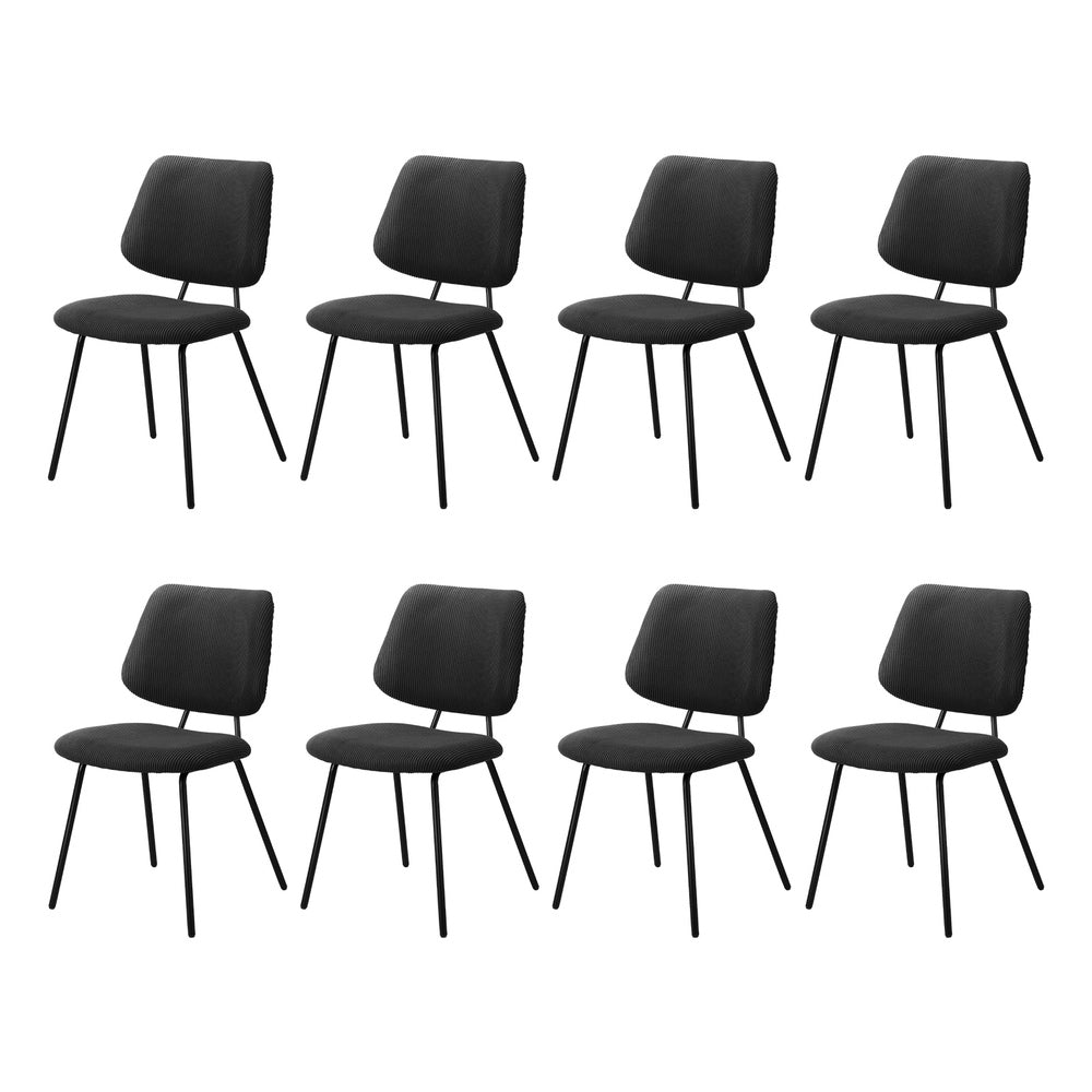 Oikiture 8x Dining Chair Vintage Retro Polyester Padded Dark Grey