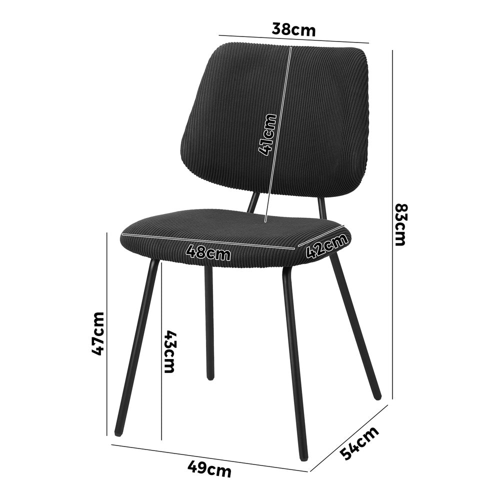 Oikiture 8x Dining Chair Vintage Retro Polyester Padded Dark Grey