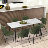 Oikiture 4x Dining Chair Vintage Retro Polyester Padded Green - Close-Up Angle
