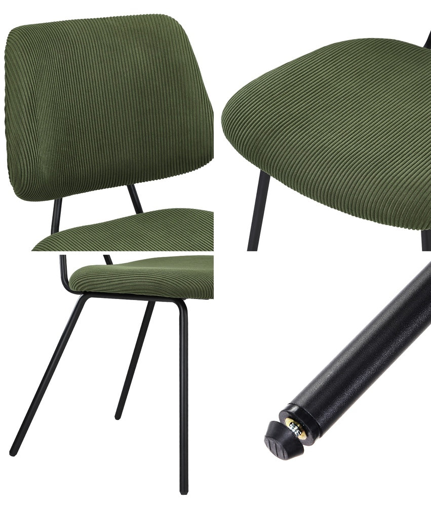 Oikiture 4x Dining Chair Vintage Retro Polyester Padded Green