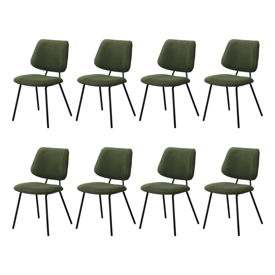 Oikiture 8x Dining Chair Vintage Retro Polyester Padded Green