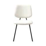 Oikiture 4x Dining Chair Vintage Retro Sherpa Padded White - Rear View