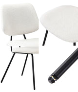 Oikiture 4x Dining Chair Vintage Retro Sherpa Padded White