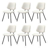 Oikiture 6x Dining Chair Vintage Retro Sherpa Padded White