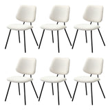 Oikiture 6x Dining Chair Vintage Retro Sherpa Padded White