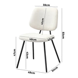 Oikiture 6x Dining Chair Vintage Retro Sherpa Padded White - 45-Degree Angle