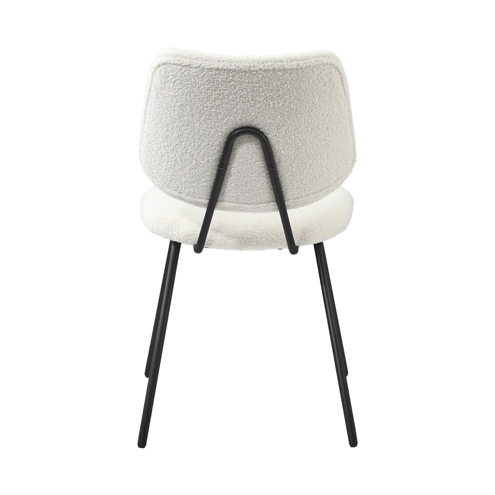 Oikiture 6x Dining Chair Vintage Retro Sherpa Padded White