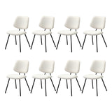 Oikiture 8x Dining Chair Vintage Retro Sherpa Padded White - Close-Up Angle
