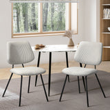 Oikiture 2x Dining Chair Vintage Retro Polyester White - Low Angle