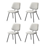Oikiture 4x Dining Chair Vintage Retro Polyester Padded White - Side View