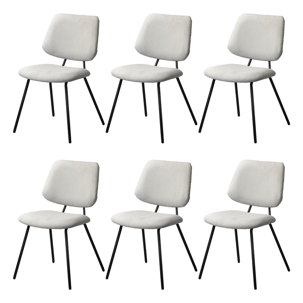 Oikiture 6x Dining Chair Vintage Retro Polyester Padded White