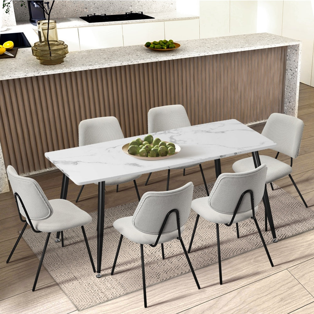 Oikiture 6x Dining Chair Vintage Retro Polyester Padded White
