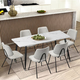 Oikiture 8x Dining Chair Vintage Retro Polyester Padded White - Low Angle