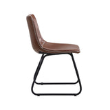 Oikiture 2x Dining Chairs Lounge Retro Padded Seat PU Brown - Top-Down View