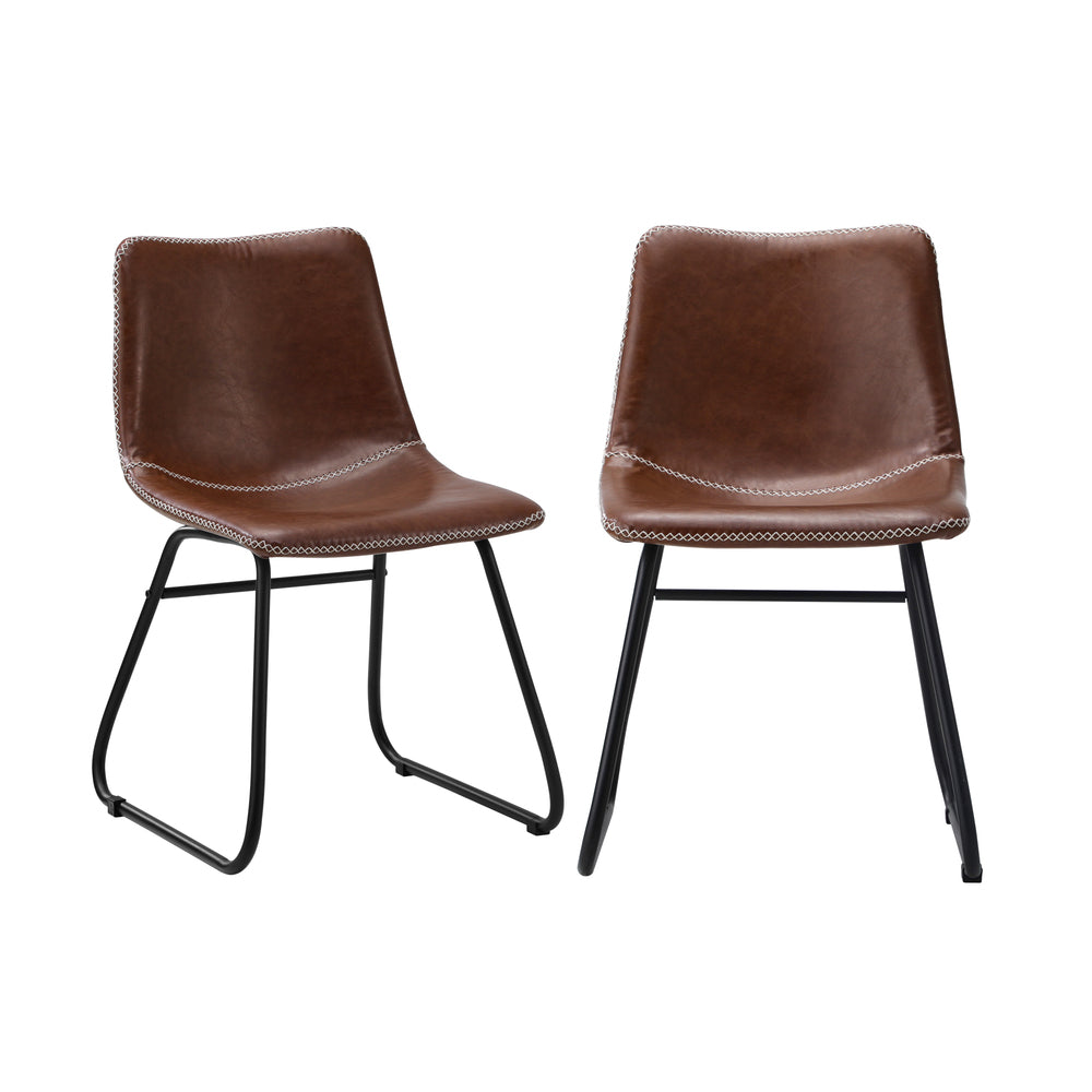 Oikiture 4x Dining Chairs Retro Padded Seat PU Brown