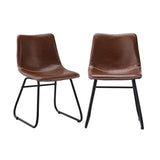 Oikiture 4x Dining Chairs Retro Padded Seat PU Brown - 45-Degree Angle