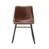 Oikiture 4x Dining Chairs Retro Padded Seat PU Brown - Side View