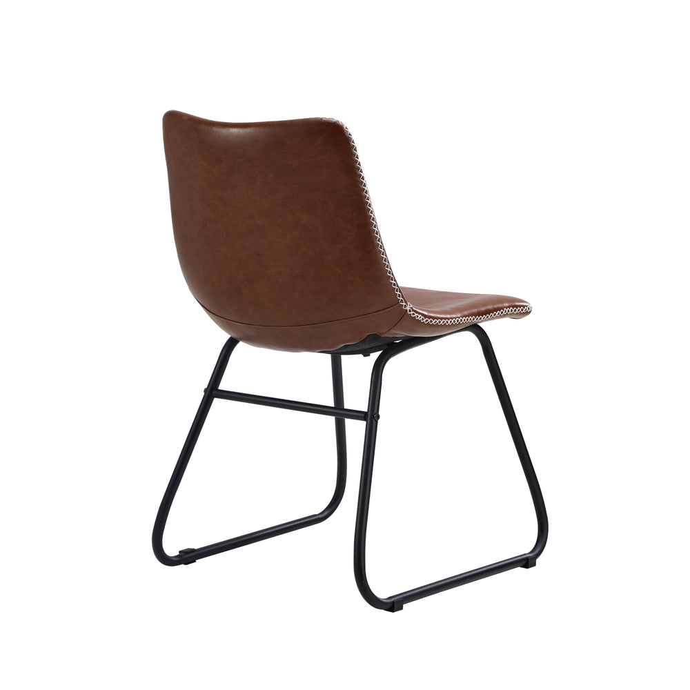 Oikiture 4x Dining Chairs Retro Padded Seat PU Brown