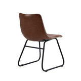 Oikiture 4x Dining Chairs Retro Padded Seat PU Brown - Front View