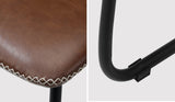 Oikiture 4x Dining Chairs Retro Padded Seat PU Brown - Low Angle