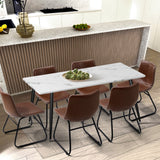 Oikiture 6x Dining Chairs Retro Padded Seat PU Brown