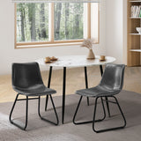 Oikiture 2x Dining Chairs Lounge Retro Padded Seat PU Grey - Extra Image