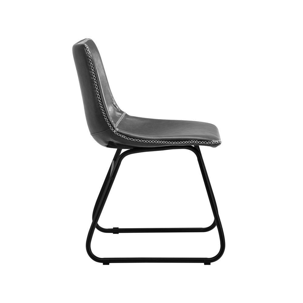 Oikiture 2x Dining Chairs Lounge Retro Padded Seat PU Grey