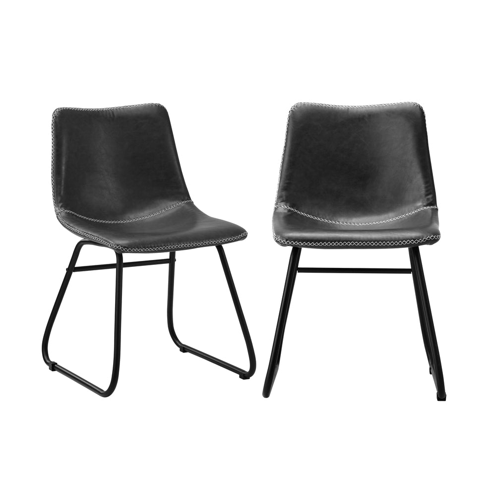 Oikiture 4x Dining Chairs Retro Padded Seat PU Grey