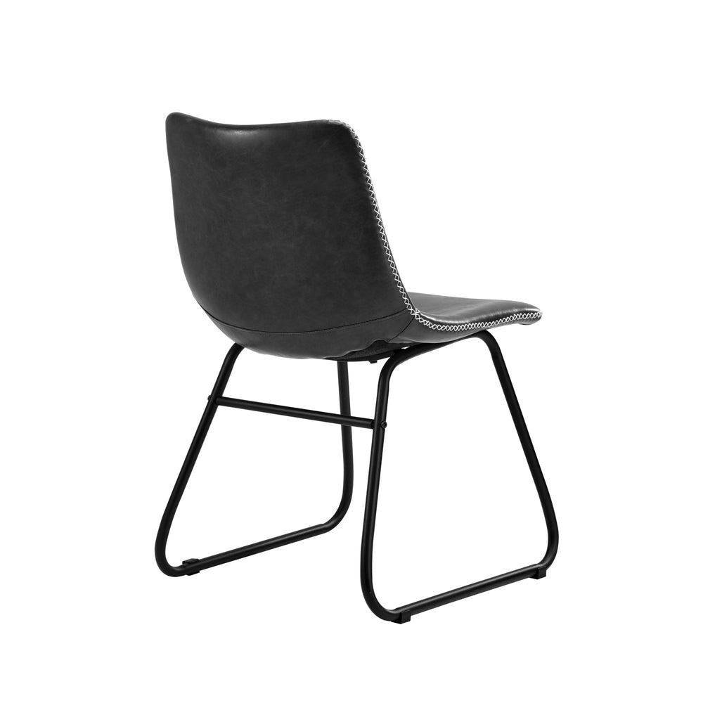 Oikiture 4x Dining Chairs Retro Padded Seat PU Grey