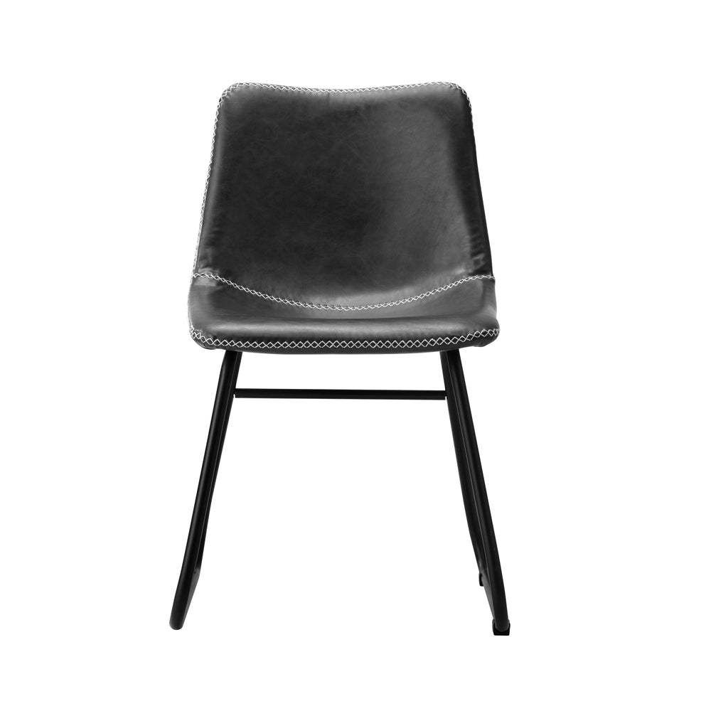 Oikiture 6x Dining Chairs Retro Padded Seat PU Grey