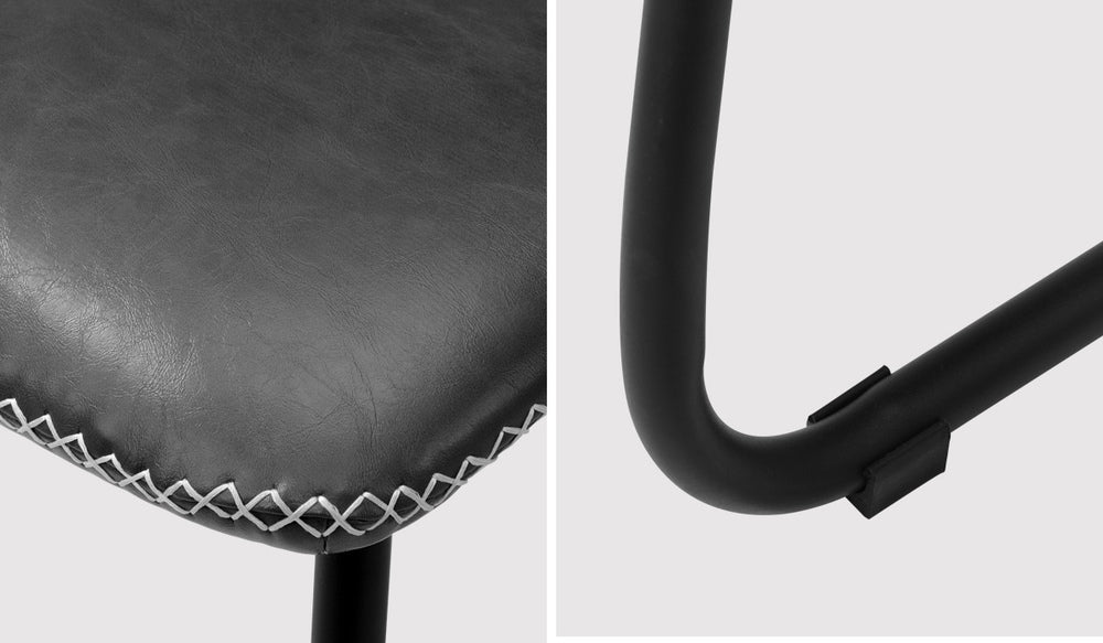 Oikiture 6x Dining Chairs Retro Padded Seat PU Grey