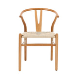 Oikiture Set of 2 Wooden Dining Chair Wishbone Shaped Chair - Side View