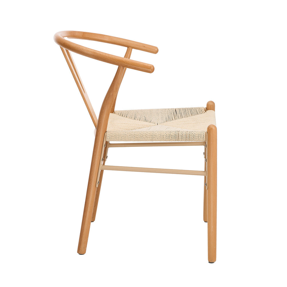 Oikiture Set of 2 Wooden Dining Chair Wishbone Shaped Chair