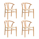 Oikiture Set of 4 Wooden Dining Chair Wishbone Shaped Chair - 45-Degree Angle