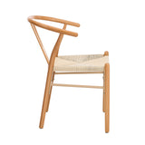 Oikiture Set of 4 Wooden Dining Chair Wishbone Shaped Chair - Top-Down View