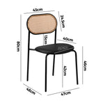 Oikiture 2PCS Rattan Dining Chair PU Leather Black