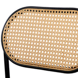 Oikiture 2PCS Rattan Dining Chair PU Leather Black