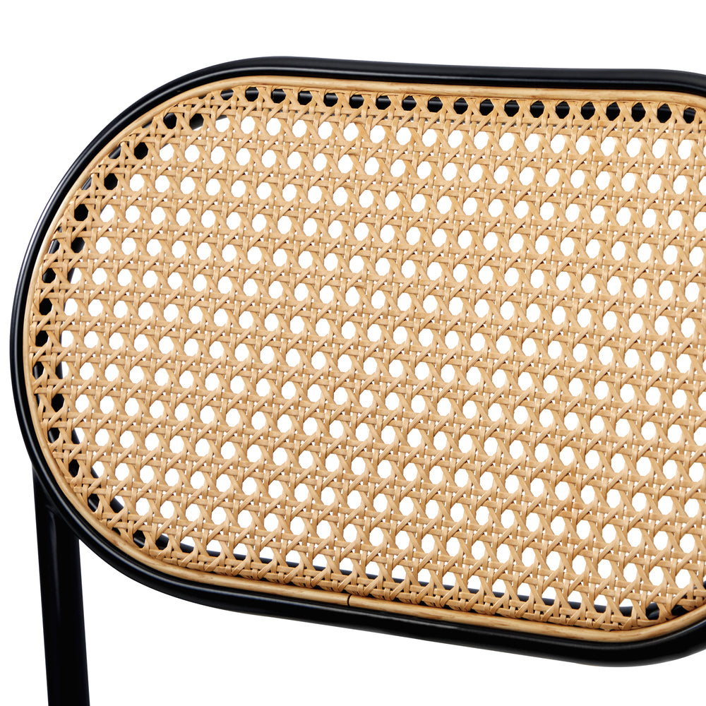 Oikiture 2PCS Rattan Dining Chair PU Leather Black