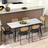 Oikiture 2PCS Rattan Dining Chair PU Leather Black