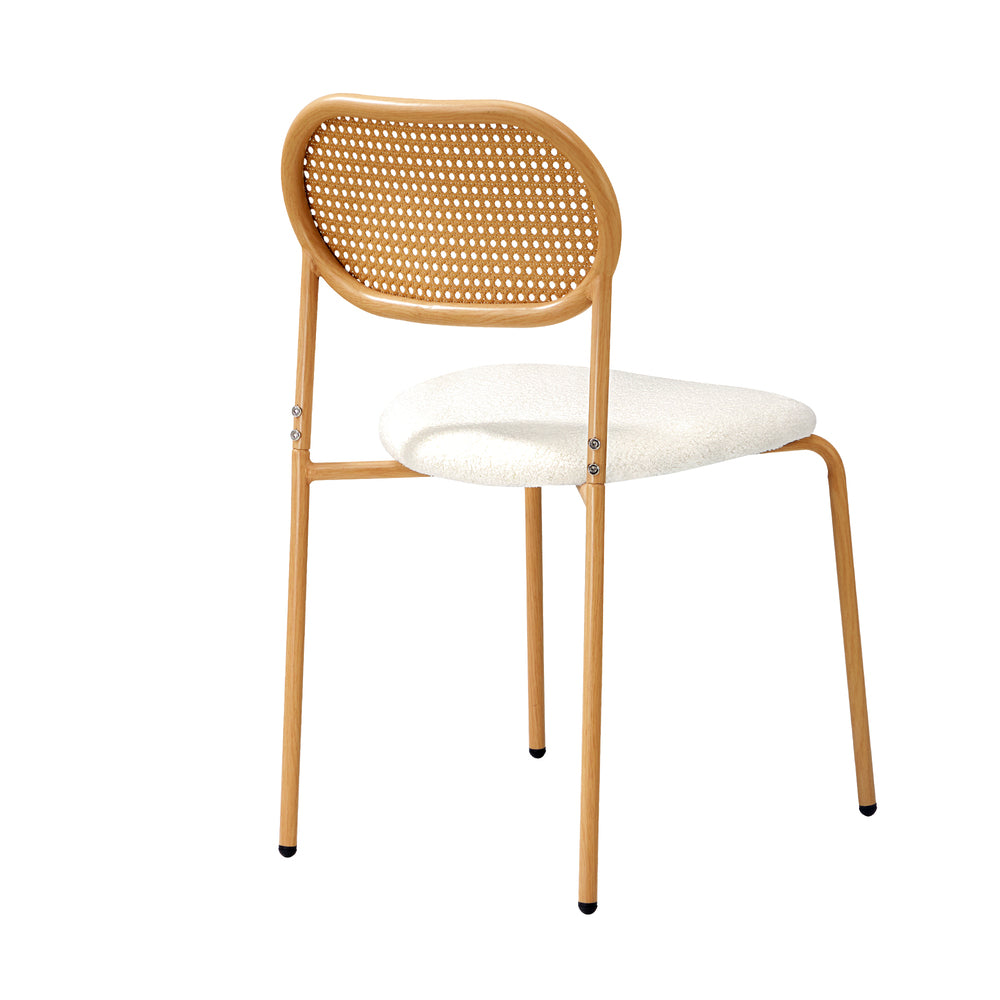 Oikiture 2PCS Rattan Dining Chair Sherpa White